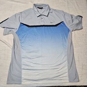 Nike Polo Shirt Mens XL Blue DriFit Tiger Woods Collection Performance
